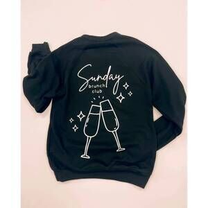 NEW SUNDAY BRUNCH women's club sponge crewneck crewneck sweater in black